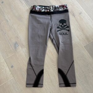 lululemon athletica Black and Gray Skull Print Leggings